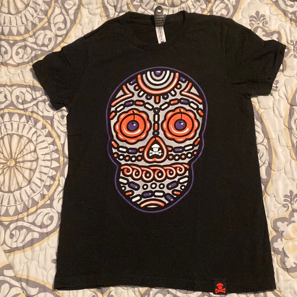 Johnny Cupcakes Sugar Skull Women’s Size Large Black Orange Purple